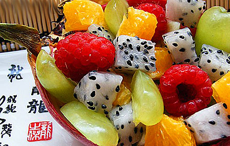 Fruit salad with dragon fruit